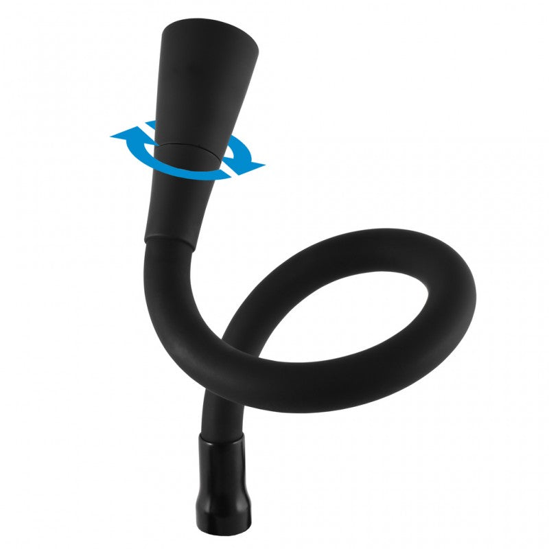 Miscelatore lavabo flessibile a parete in memory foam COLORADO in ottone nero H. 32,3 cm