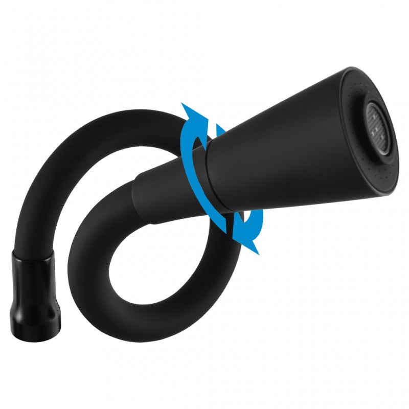 Miscelatore flessibile per lavello a parete in memory foam COLORADO nero H. 32,3 cm