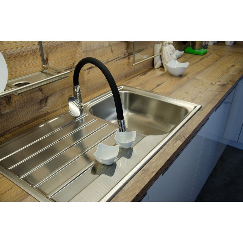 AMUR Miscelatore Flessibile Lavabo Alta Memory Foam in Ottone Cromato Nero