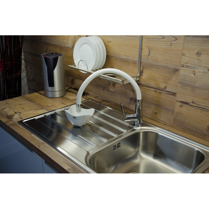 AMUR Miscelatore Flessibile per Lavello in Memory Foam in Ottone Cromato Bianco