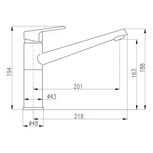Miscelatore lavello alto girevole COLORADO in ottone cromato H.19,4 cm