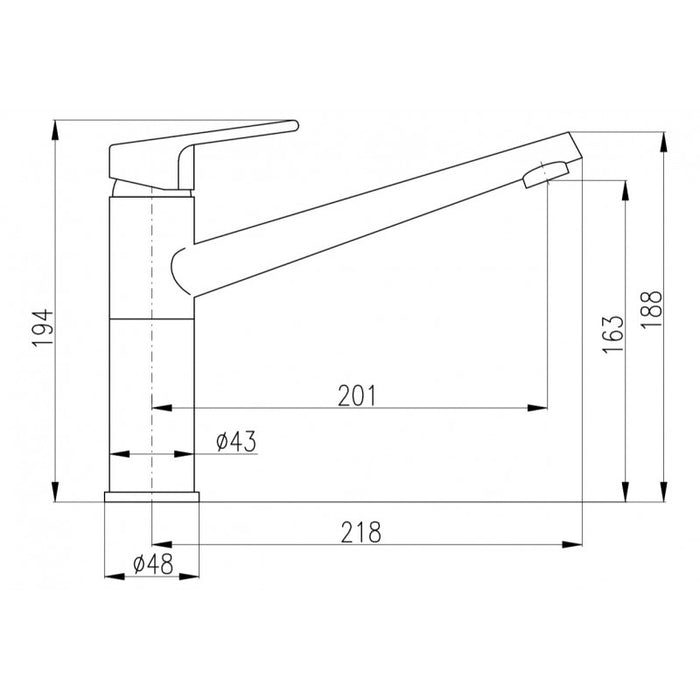 Miscelatore lavello alto girevole COLORADO in ottone cromato H.19,4 cm