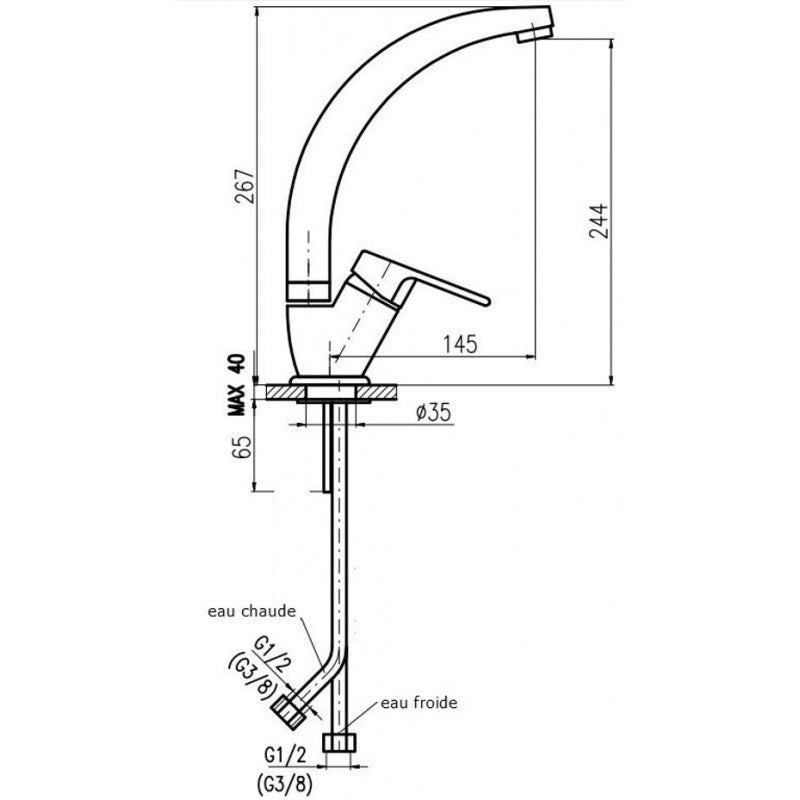 Miscelatore lavello alto girevole COLORADO in ottone cromato