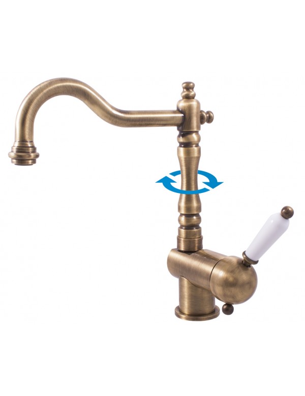 LABE miscelatore lavello in ottone, manico in ceramica