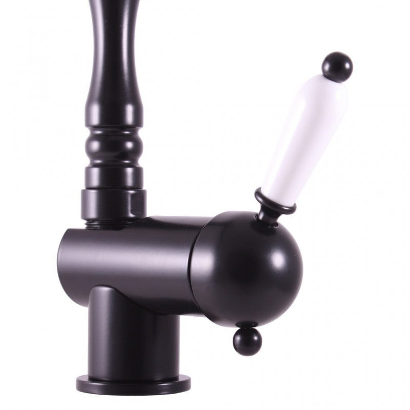 LABE miscelatore per lavello in ottone nero, manico in ceramica