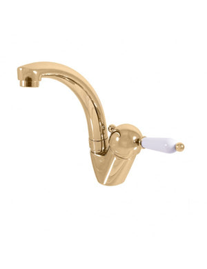 LABE miscelatore lavello girevole in ottone dorato con manico in ceramica