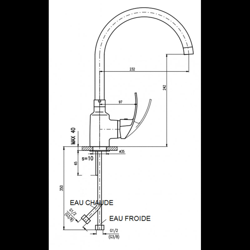 MISSISSIPI miscelatore lavello girevole in ottone cromato