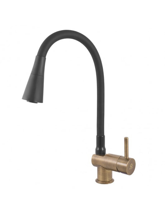 SEINA miscelatore flessibile per lavello a parete in memory foam in ottone cromato nero