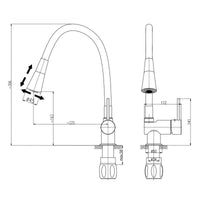 Miscelatore flessibile per lavello SEINA in memory foam in ottone nero
