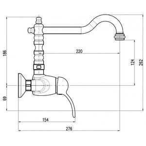 LABE miscelatore lavabo retrò a parete in ottone cromato