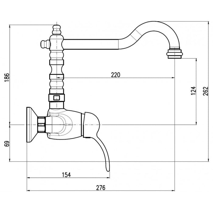 LABE miscelatore lavabo retrò a parete in ottone cromato