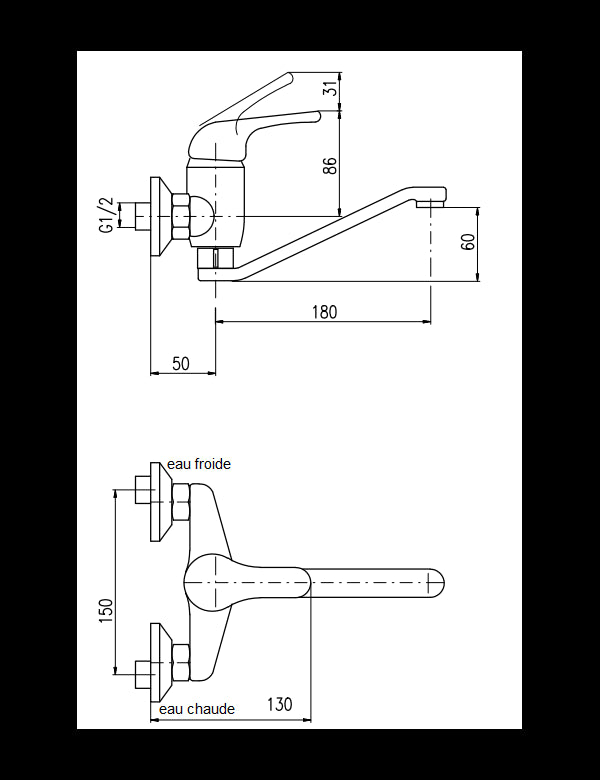 SAZAVA miscelatore lavello girevole a parete in ottone cromato