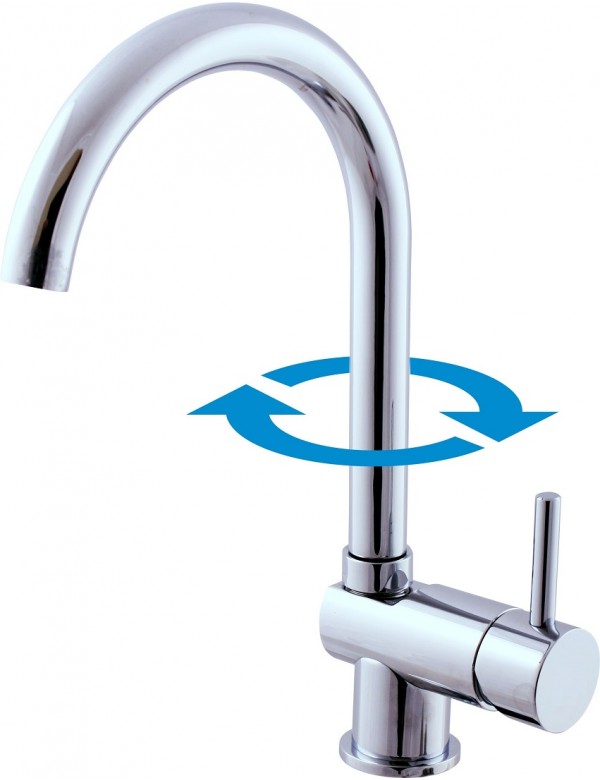 Miscelatore lavello girevole estremità tonda SEINA ottone cromato H.32,5cm