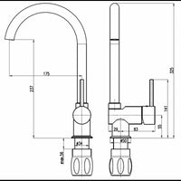 Miscelatore lavello girevole estremità tonda SEINA ottone cromato H.32,5cm