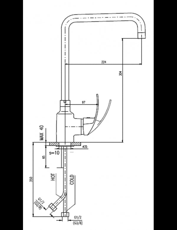 Miscelatore lavello girevole MISSISSIPI in ottone cromato