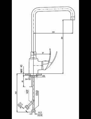 Miscelatore lavello girevole MISSISSIPI in ottone cromato