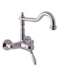 Miscelatore lavabo retrò LABE in ottone cromato con maniglia in ceramica