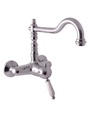 Miscelatore lavabo retrò LABE in ottone cromato con maniglia in ceramica