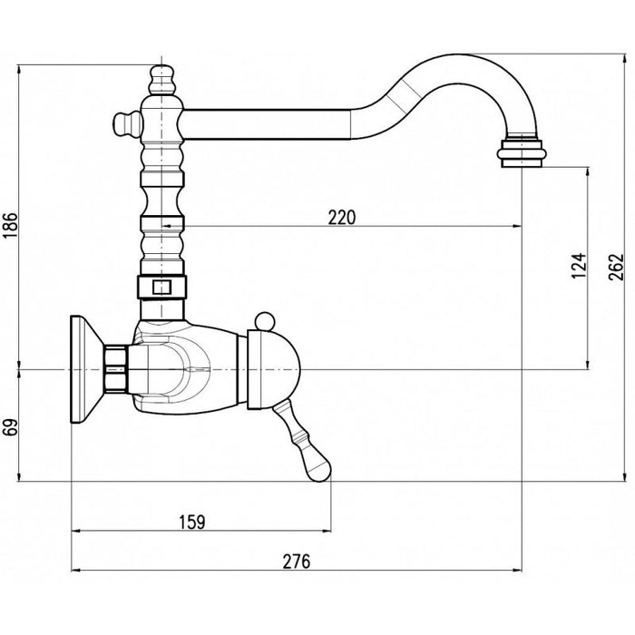 Miscelatore lavabo retrò LABE in ottone cromato con maniglia in ceramica