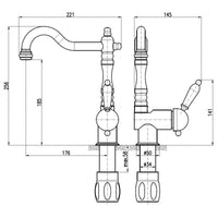 Miscelatore per lavello retrò LABE in ottone placcato oro