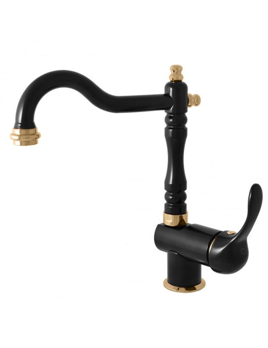 Miscelatore per lavello retrò LABE in ottone nero oro