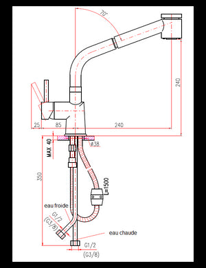 SEINA miscelatore lavello con doccetta estraibile ottone cromato