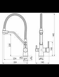 Miscelatore lavello SEINA con separatore acqua potabile H.44 cm