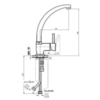 SEINA miscelatore lavello girevole in ottone cromato H. 28cm