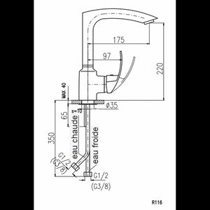 Miscelatore lavello girevole ZAMBEZE in ottone cromato
