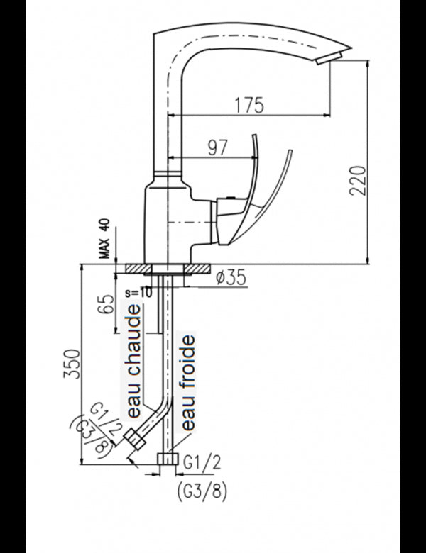 Miscelatore lavello girevole ZAMBEZE in metallo spazzolato ottone grigio