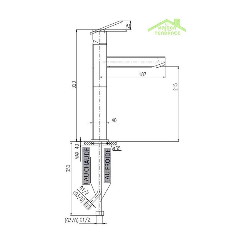 LOIRA miscelatore lavabo senza sifone ottone cromato oro