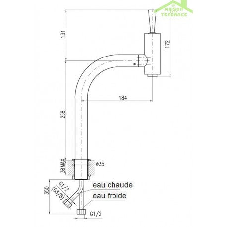 SEINA JOYSTICK Miscelatore lavabo alto 25,8 cm in ottone cromato