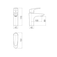 Miscelatore lavabo AMUR in ottone cromato senza sifone