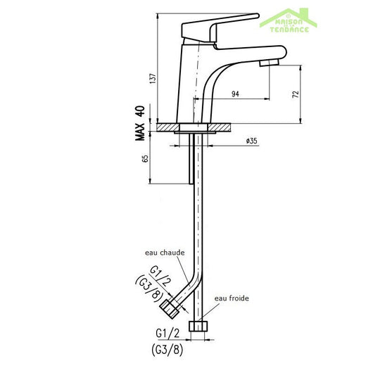 Miscelatore lavabo COLORADO in ottone cromato senza sifone
