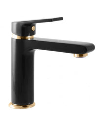 Miscelatore lavabo COLORADO in ottone nero dorato senza sifone H. 16,2cm
