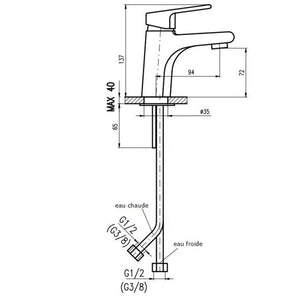 Miscelatore lavabo COLORADO in ottone nero oro senza sifone