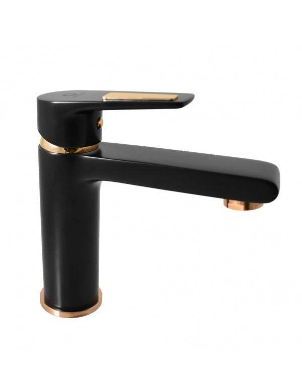 Miscelatore lavabo COLORADO in ottone nero opaco oro senza sifone H. 16,2cm
