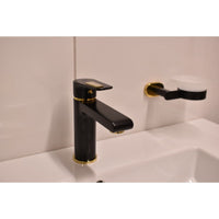Miscelatore lavabo COLORADO in ottone nero opaco oro senza sifone H. 16,2cm