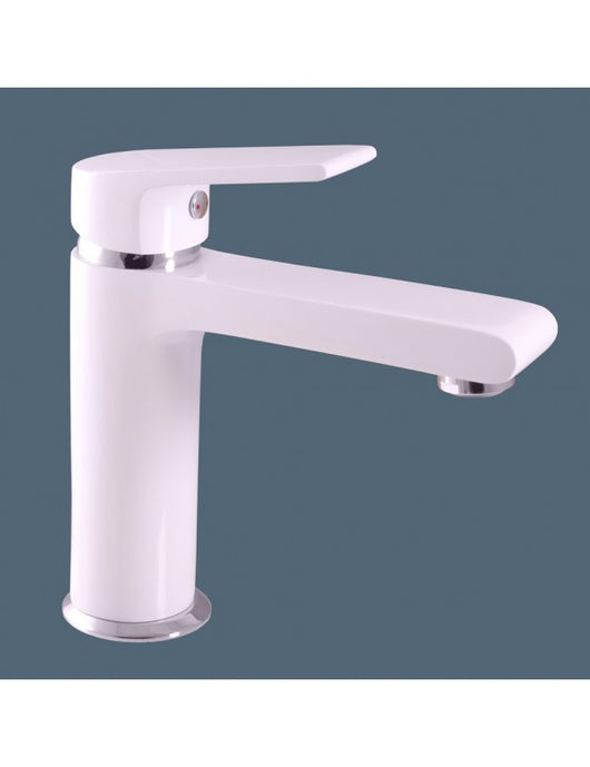 Miscelatore lavabo COLORADO in ottone cromato bianco senza sifone H. 16,2cm