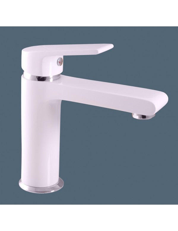 Miscelatore lavabo COLORADO in ottone cromato bianco senza sifone H. 16,2cm