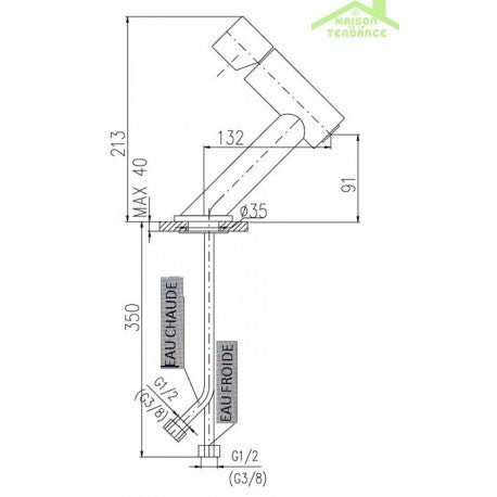 SEINA miscelatore lavabo design con sifone in ottone cromato dorato