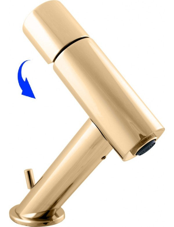 SEINA miscelatore lavabo design con sifone in ottone cromato dorato