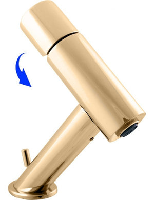 SEINA miscelatore lavabo design con sifone in ottone cromato dorato