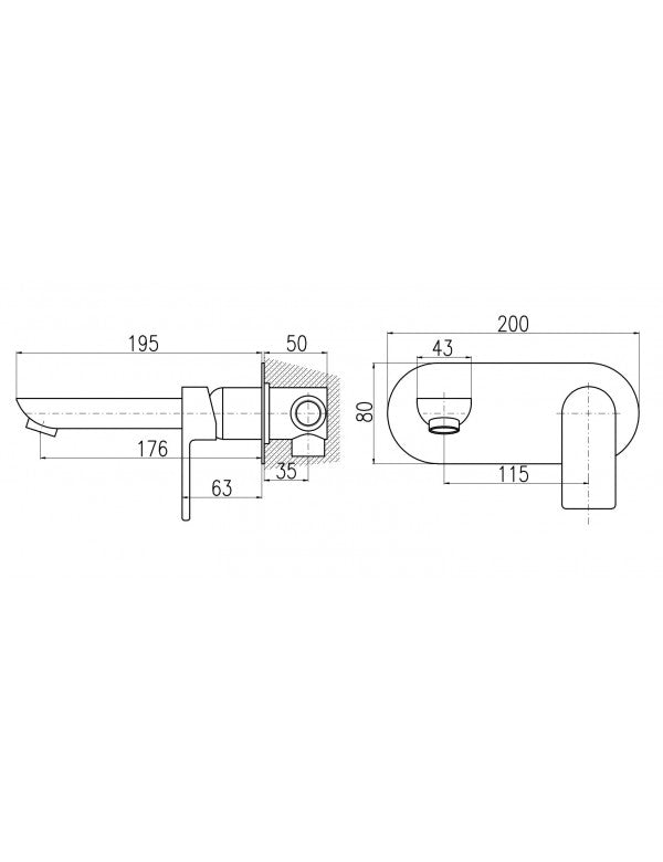 VLTAVA miscelatore economico per lavabo a parete in ottone cromato