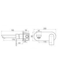 VLTAVA miscelatore economico per lavabo a parete in ottone cromato