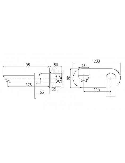 VLTAVA miscelatore economico per lavabo a parete in ottone cromato