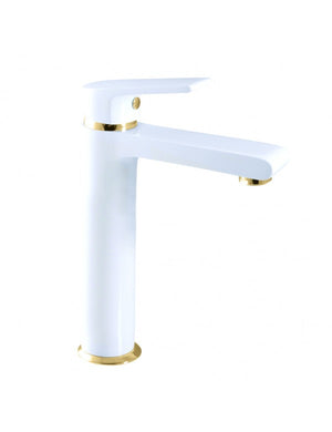 Miscelatore lavabo alto COLORADO in ottone oro-bianco H. 26 cm