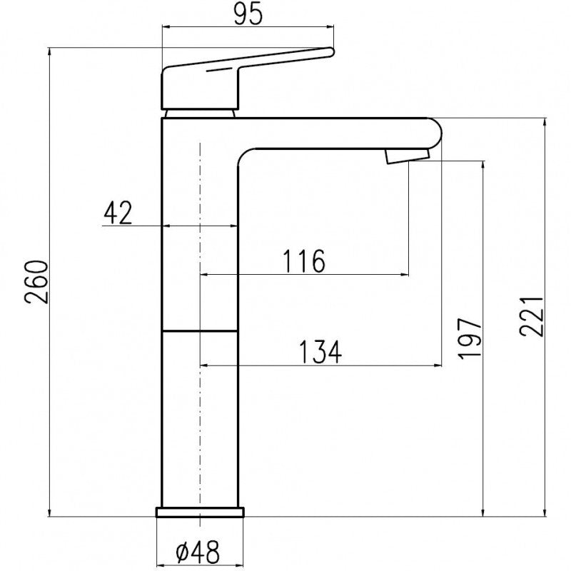 Miscelatore lavabo alto COLORADO in ottone cromato bianco H. 26 cm