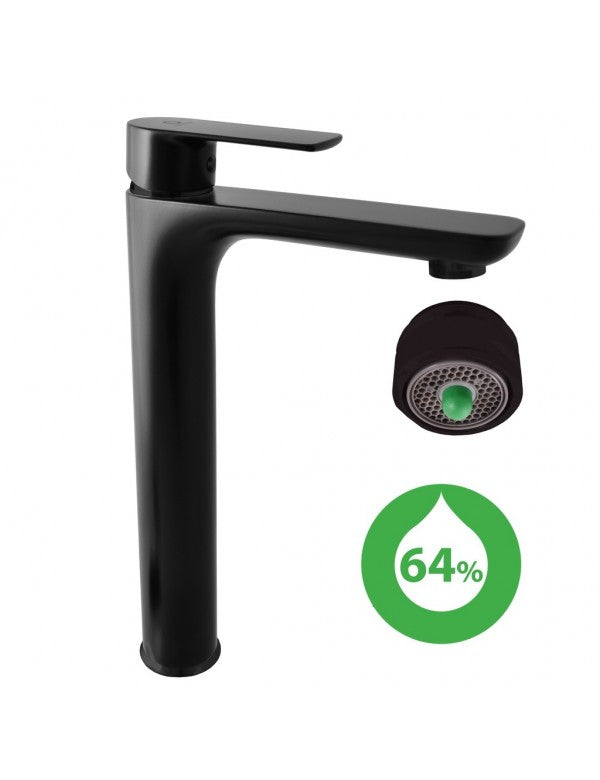 VLTAVA Miscelatore Lavabo Alto Economico in Ottone Nero 31,5 cm