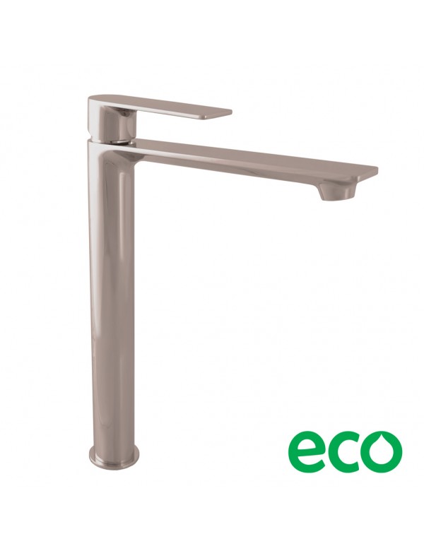 Miscelatore lavabo alto NIL in metallo spazzolato grigio ottone senza sifone H. 26,1 cm